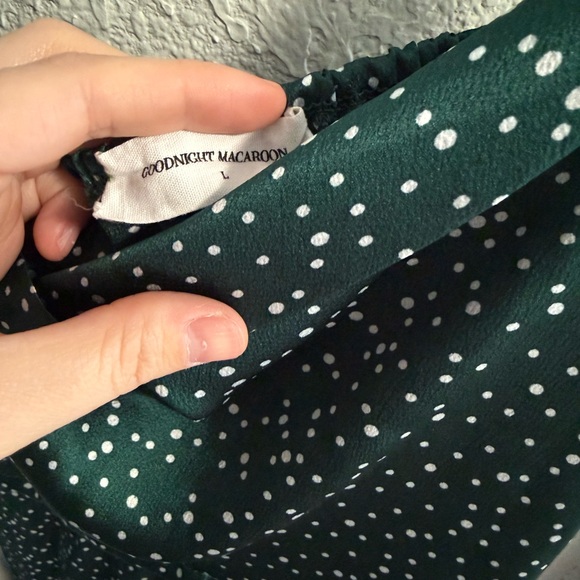 Goodnight Macaroon Forest Green Dress with White Dots - Picture 3 of 6